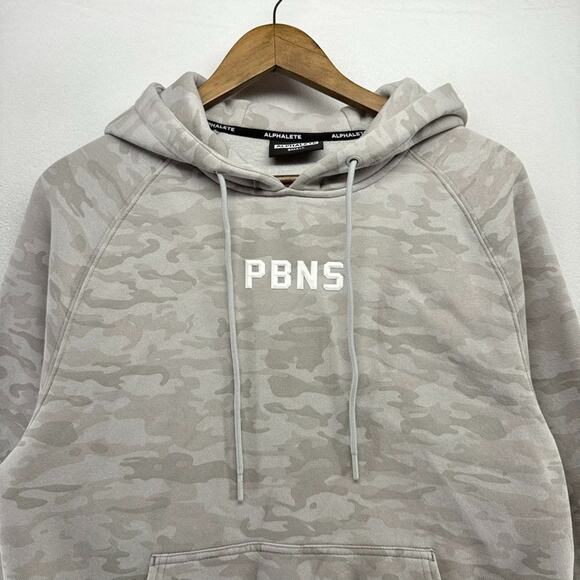 Alphalete Sweatshirt Men's Small Gray Camo Arctic Camouflage Hoodie Workout PBNS - Picture 2 of 9